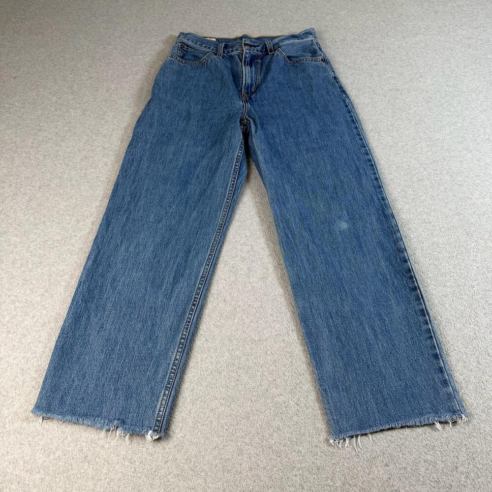 Levis Premium Jeans Women 26 Blue Straight Leg Raw Hem Crop Denim Pants Heritage
